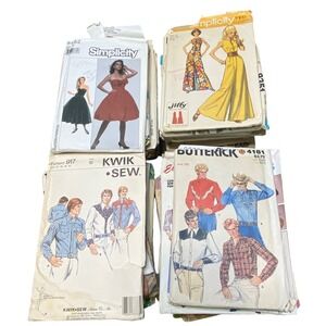 Vintage Sewing Patterns 70s 80s Womens Girls Mens Crafting Ephemera Lot of 49